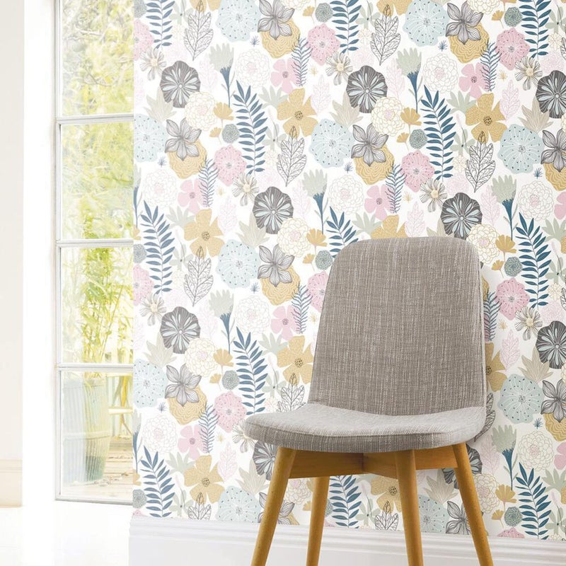 RoomMates RMK11328WP Pink Perennial Blooms Peel and Stick Wallpaper, Roll - Image 3